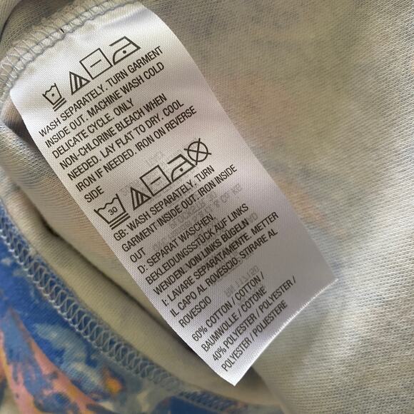 QUACKER FACTORY 1X Top Split Neck Rhinestones Abstract Artsy 3/4 Sleeves Blue - Picture 6 of 7